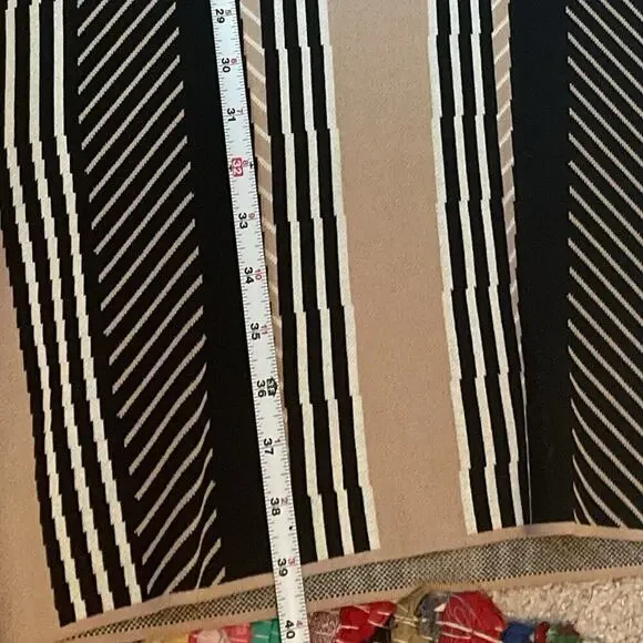 Ohne Titel Striped Bodycon Black Beige Dress Size Medium - Picture 10 of 10